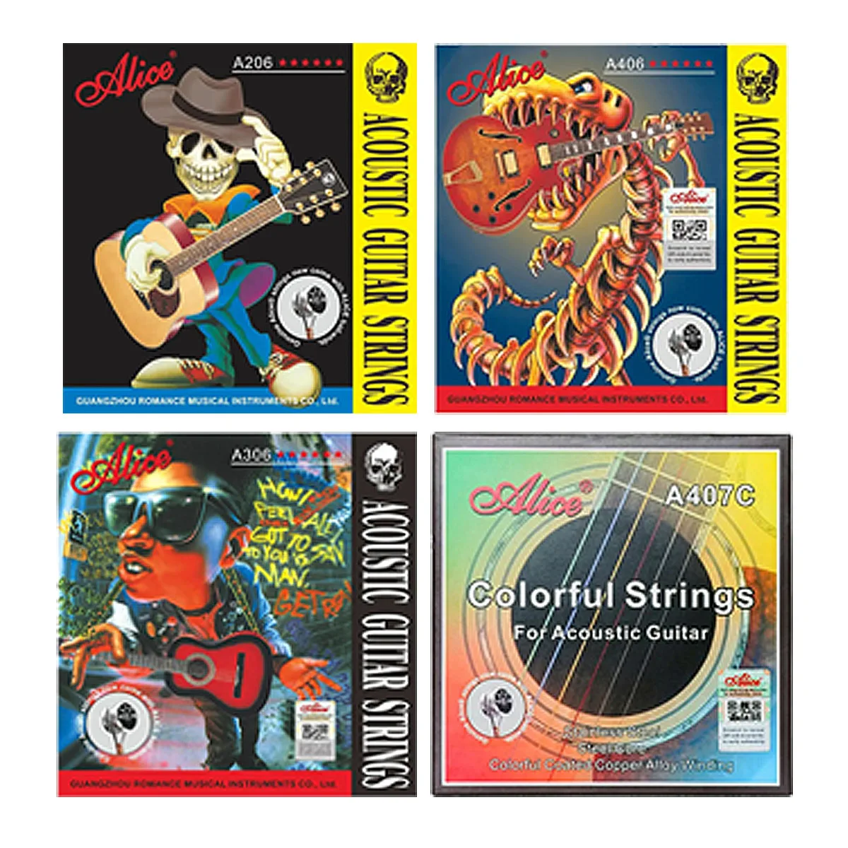 Alice A206 SL / A306 SL / A406 SL / A407C SL Acoustic Guitar Strings - Super Light Gauge, Anti-Rust Coating, 6pcs/Set