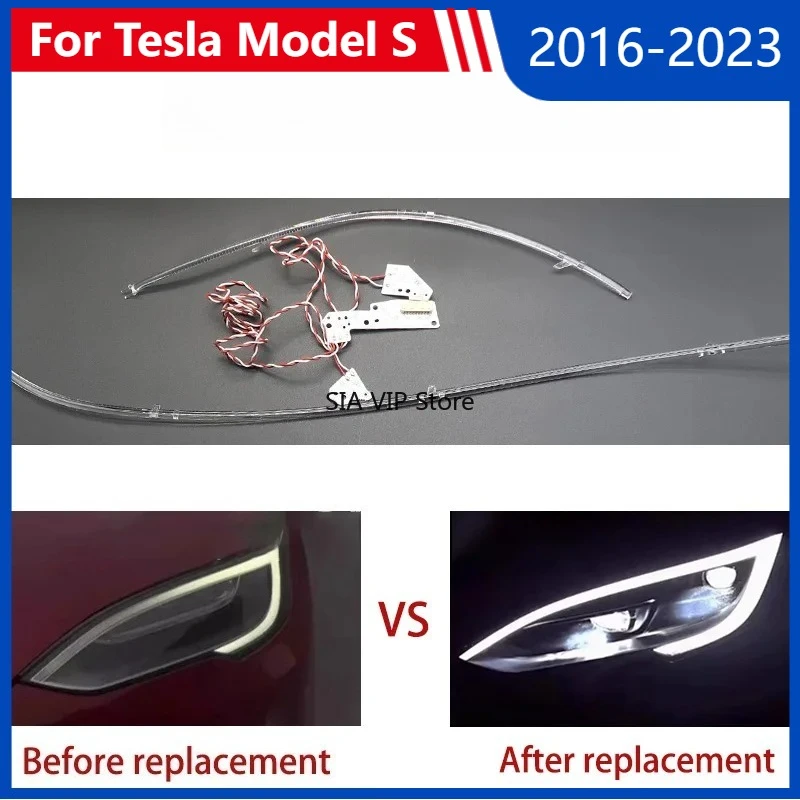 

Дневные ходовые огни (ДХО) для Tesla Model S 2016-2023: белые «ангельские глазки», светодиодные модули DRL, ленты, балласты