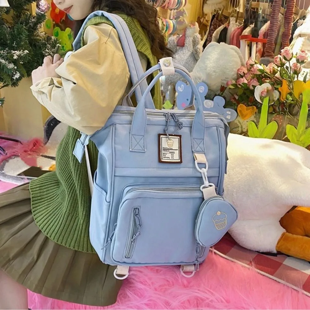 

Durable Portable Laptop Backpack Nylon Korean Style College School Bag Large Capacity Waterproof Ins Shoulder Bag Travel