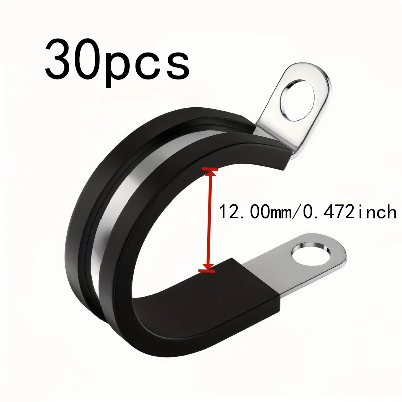 30 pcs M12 Tube Fastening Clips, Vibration Dampening for Cable Wire Management, Multipurpose, Versatile, Practical