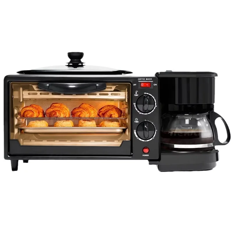 3-In-1 breakfast maker multi-function oven for roasting coffee and milk with integrated frying pan