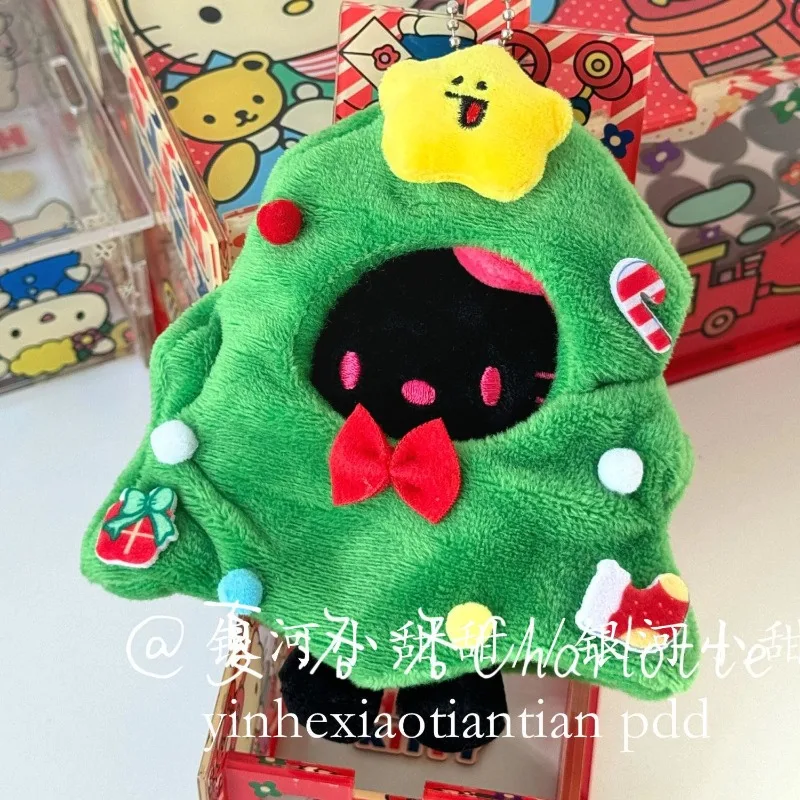 New Kawaii Christmas Tree Hello Kitty Black Skin Headband Plush Bag Pendant Anime Cute Girly Heart Sanrios Keychain Hanging Gift