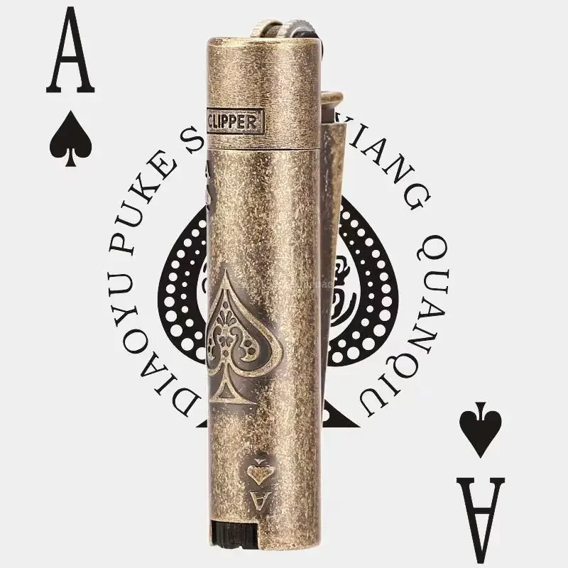 2026 New Clipper Butane Gas Lighter Metal Nylon Explosion Proof Portable Grinding Wheel Gas Lighter Men's Small Tool  Smoking