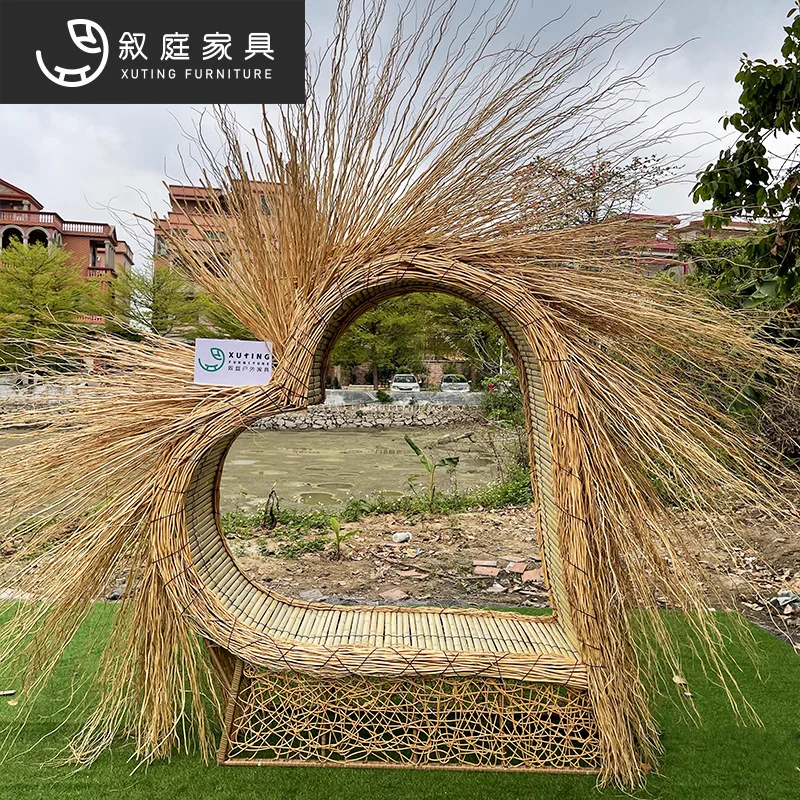 Outdoor landscape props landing Internet celebrity attractions rattan bird's nest shape outdoor swing scenic spot