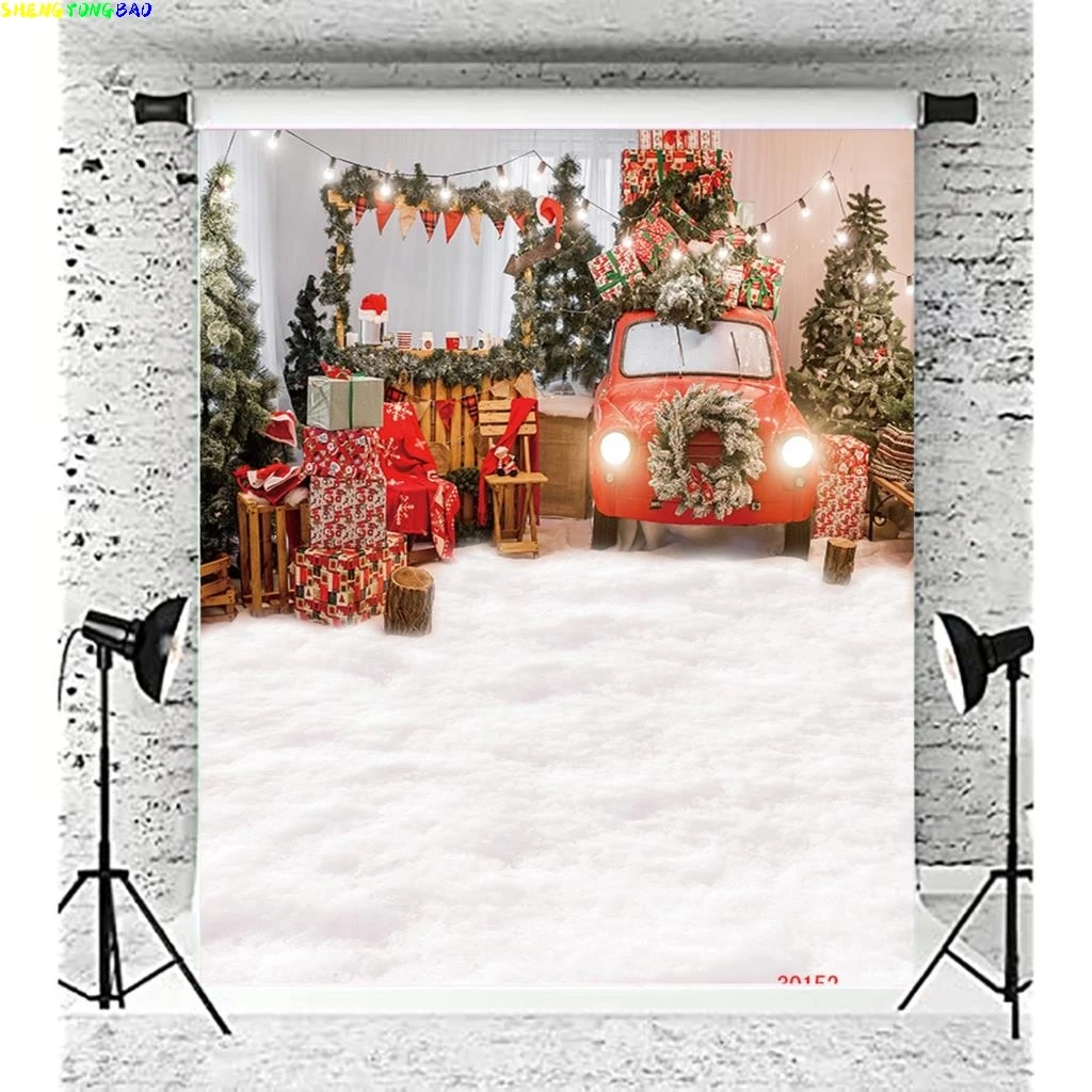 

Vinyl Custom Christmas Tree Photography Backdrop Snow Gift Party Decor Kids Banner Background Holiday Photo Studio Prop DN-07