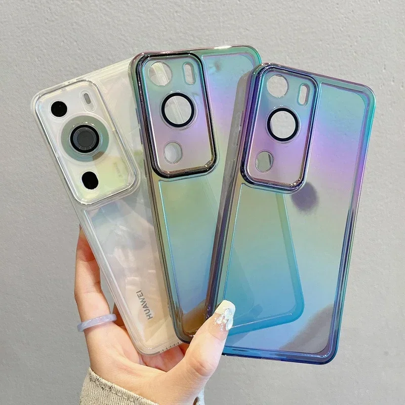 Capa para huawei p60 pro caso tpu silicone macio transparente caso de telefone para huawei p 60 60pro proteção da câmera à prova de choque pára-choques