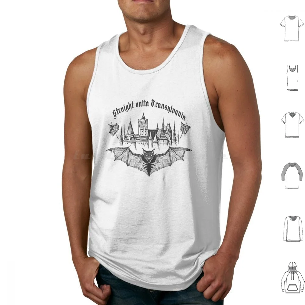 Straight Outta Transylvania Tank Tops Vest Sleeveless Mayhem Black Metal Scary Horror Death Transylvania Halloween Occultism