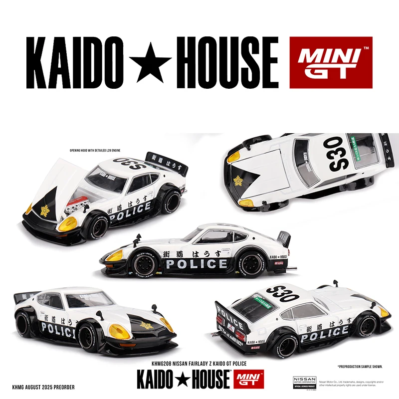 

PreSale KHMG 208 1:64 Nissan Fairlady Z Kaido GT Police Openable Hood Diecast Car Model Kaido House MINIGT