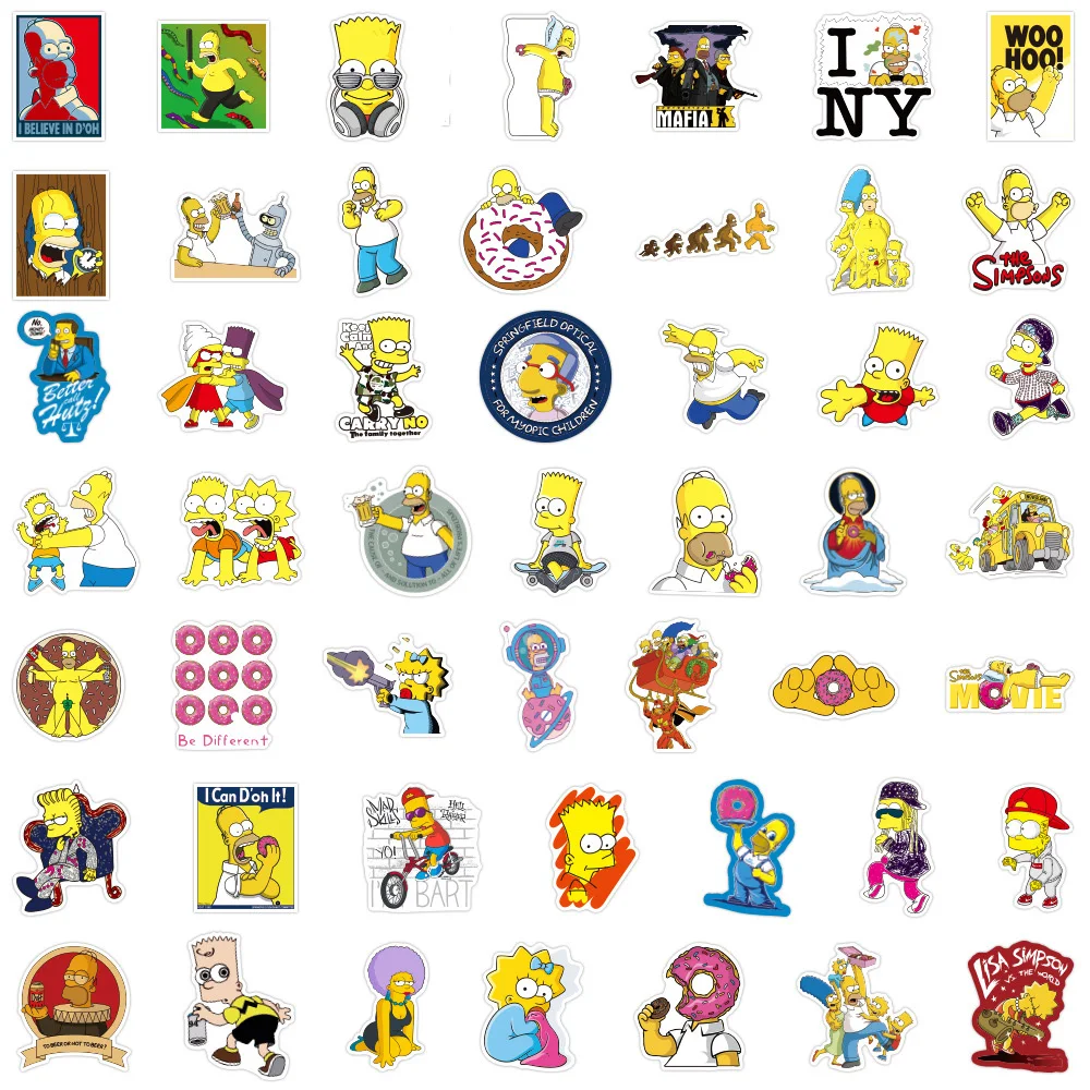 10/30/50/100pcs Classic Anime The Simpsons Funny Stickers Cute Cartoon Decals DIY Computer Phone Laptop Fun for Kid Sticker Gift