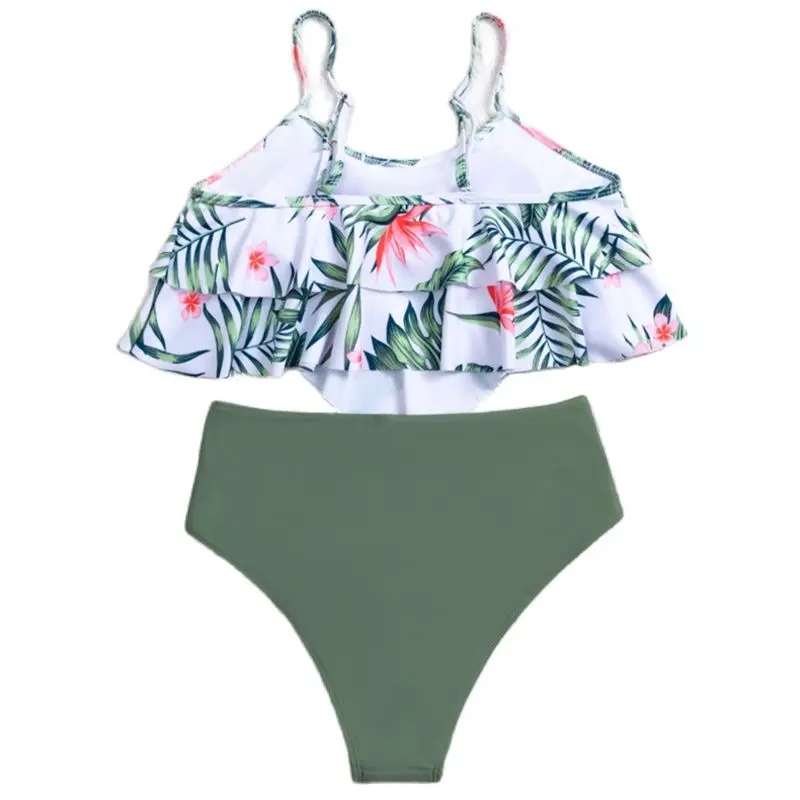 

2021 High Waist Ruffle Swimwear Women Print Sexy Swimsuit Push Up Bikinis Plus Size Bathing Suits Floral Beach Wear