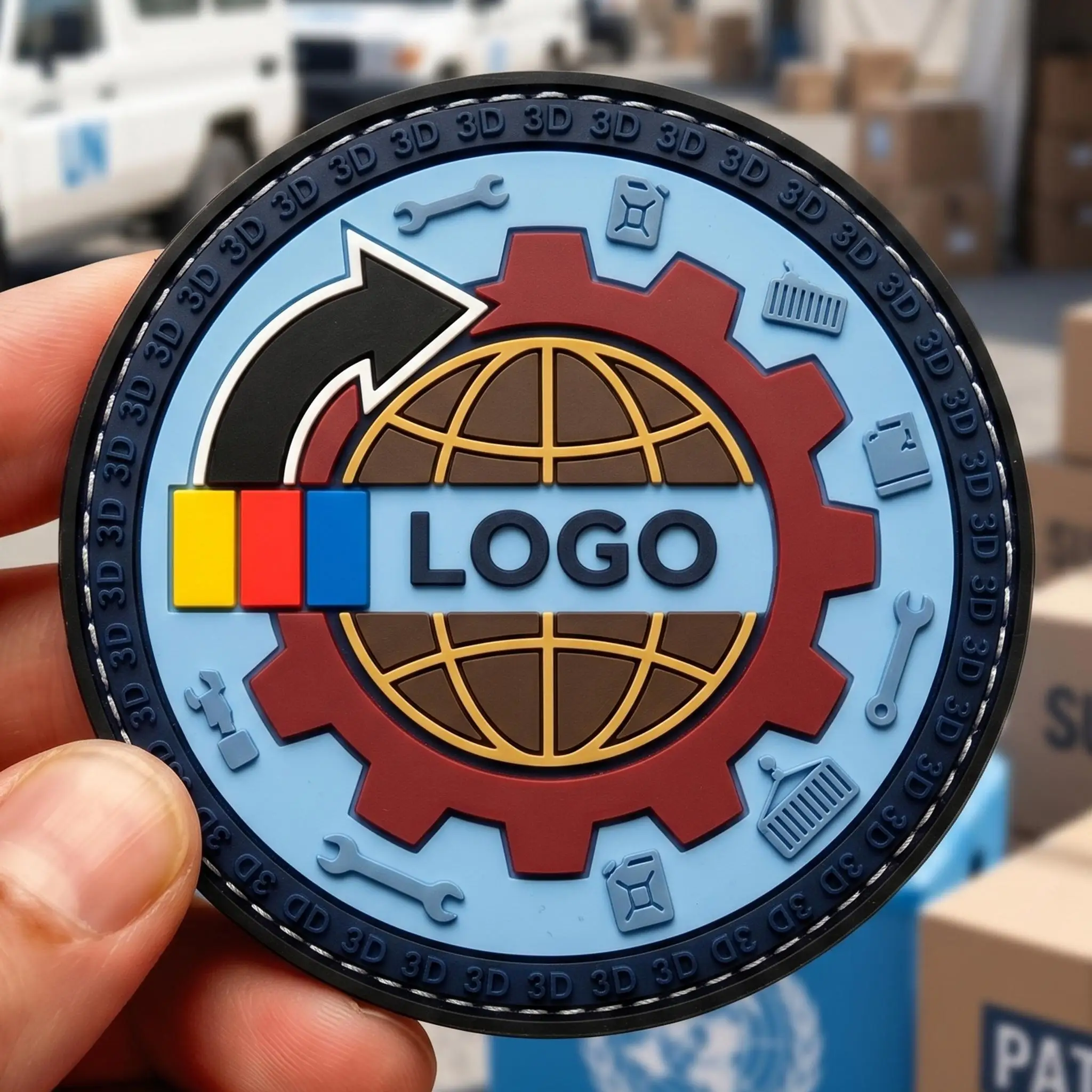 Image of Individuelles Logo 3D Aufbügelbarer PVC-Aufnäher Selbstklebendes Gummi-Kleidungsetikett für Bekleidungszubehör Gummierte Maßanfertigungen