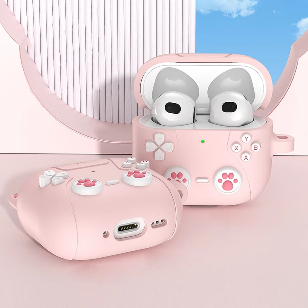 Custodia in Silicone per AirPods 4 auricolari Bluetooth custodia protettiva con moschettone custodia per auricolari protezione per la pelle accessori per cuffie