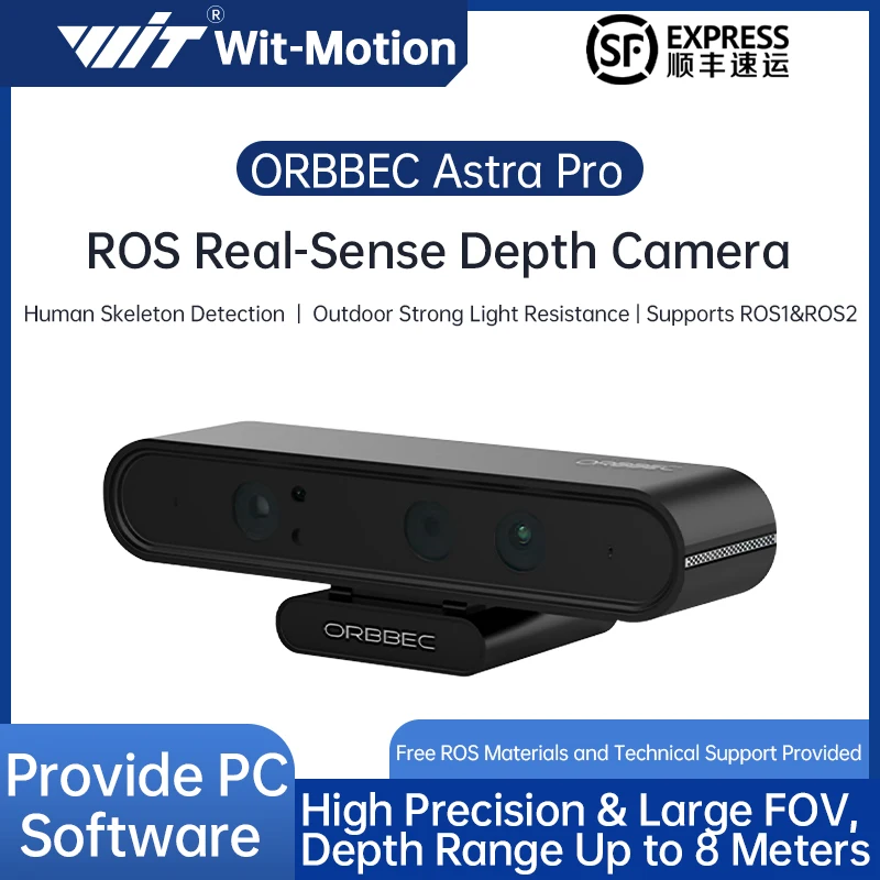 Cámara de profundidad ORBBEC ASTRA Pro 3D rango de 0,6-8M para desarrollo de drones robóticos AI reconocimiento facial con ROS1 y ROS2
