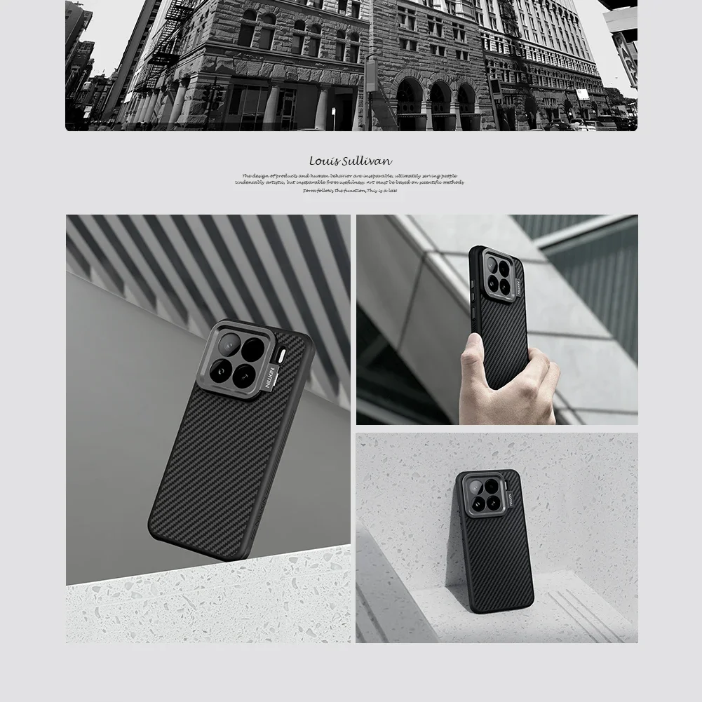 NILLKIN Magsafe Aramid Fiber สําหรับ Xiaomi 15 15 Pro เคสโทรศัพท์ CarboProp พร้อม Kickstand Anti-DROP Fiber + เลนส์ TPU
