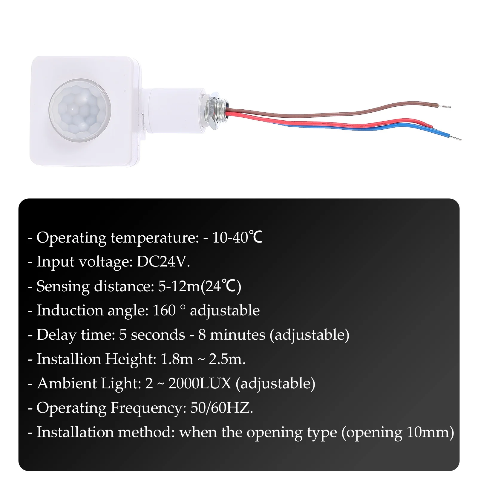 

Infrared Pir Motion Sensor Switch Mini Wall Lamp Light 160 Degree Angle Range 18-25M Distance Auto Night Illumination