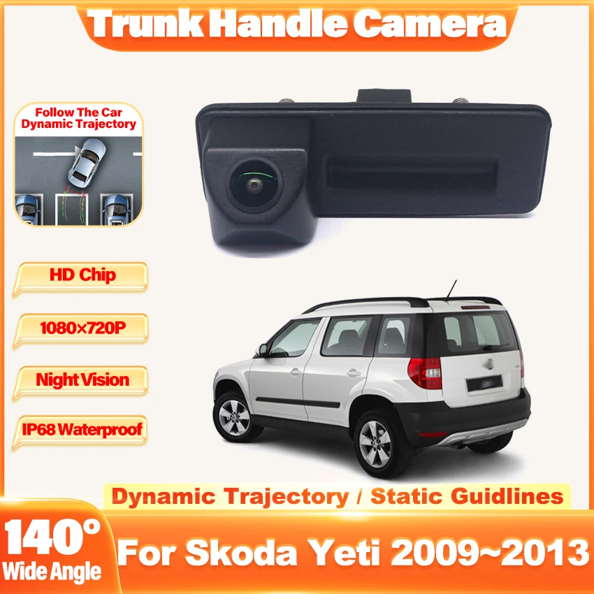 CCD HD 140° Fisheye Rear View Camera For Skoda Yeti 2009 2010 2011 2012 2013 Car Trunk Handle Camera Reverse Parking Monitor