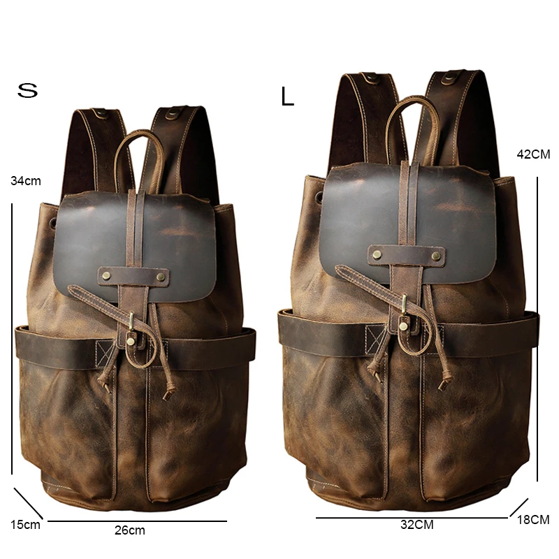 Imagem -06 - Oyixinger-mochila de Couro Maluca Masculina Bolsa de Viagem Vintage na Moda Mochila Jeans Casual de Grande Capacidade Feita à Mão Nova 2024