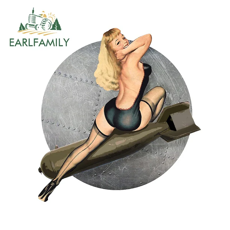 EARLFAMILY 13cm for Pin-up Bombs Away World War II Car Stickers Creative Camper Scratch-proof Decal for War Vehicle