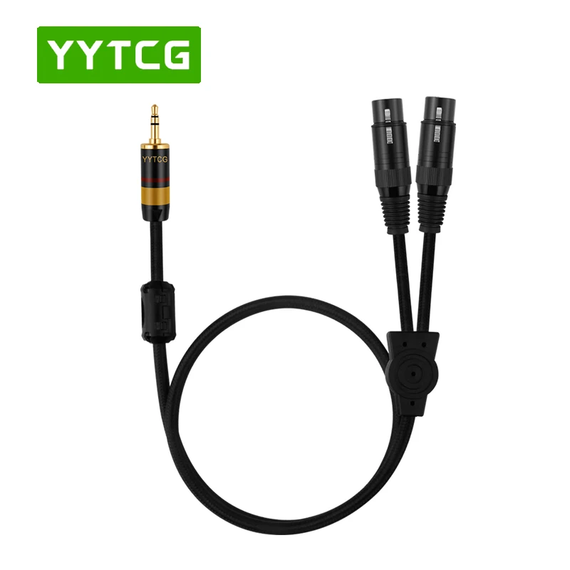 XLR Cable 3.5mm Stereo Jack Male Female to Dual XLR Male OFC Aux Audio Cable Oxygen Free Copper Braided Shielded For Speakers