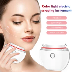 Color Light Electric Scraping Instrument Heated Vibrating Facial Massager Electric Gua Sha Board Face Lifting Slimming Tools