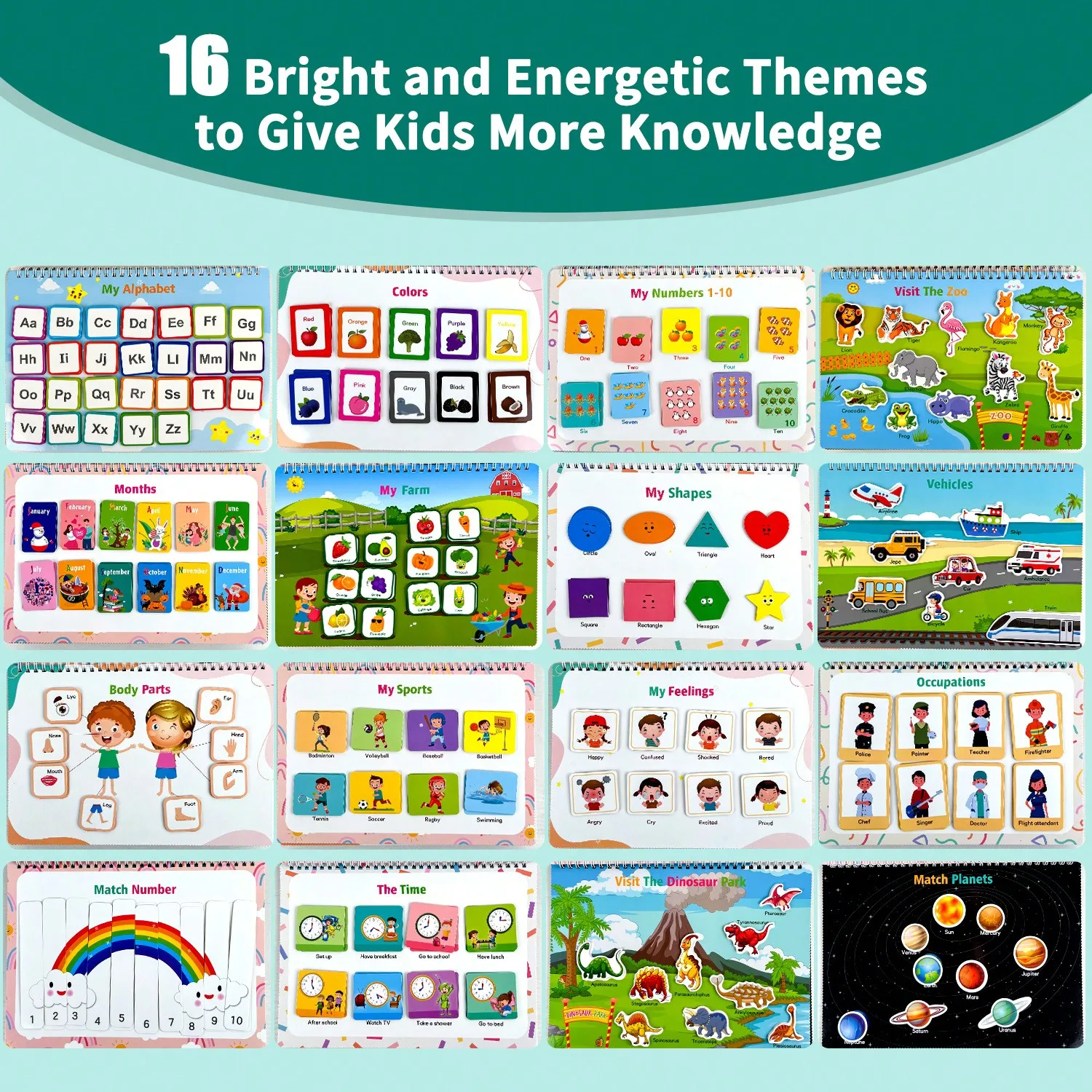 Montessori Busy Book for Toddlers Ages 3-6, 32 Themes Activity Binder, Preschool Educational Sensory Workbook, Learning Activities with Tracing, Matching & Coloring, Develop Writing Skills, Portable Travel Game Toy, Ideal Birthday Holiday Gift for 3+ Year