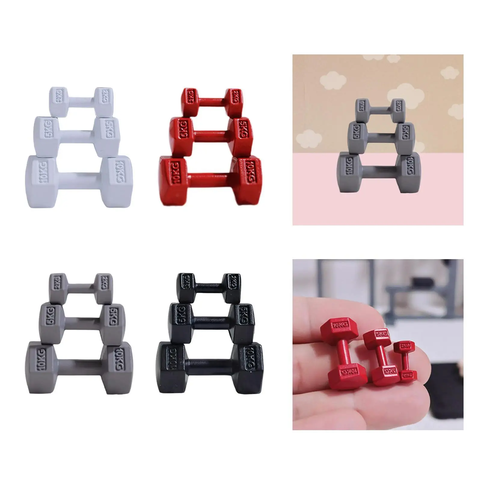 3 Pieces Mini Sports Playset Doll House Dumbbell for Boys Age 3 4 5 6 7 8