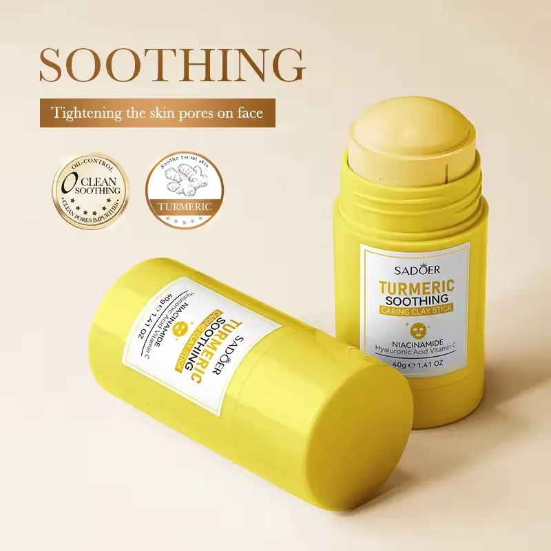 

SADOER Turmeric Face Masks Stick Clay Mask Shrink Pores Deep Blackhead Remover Facial Cleansing Moisturizing Facial Masks