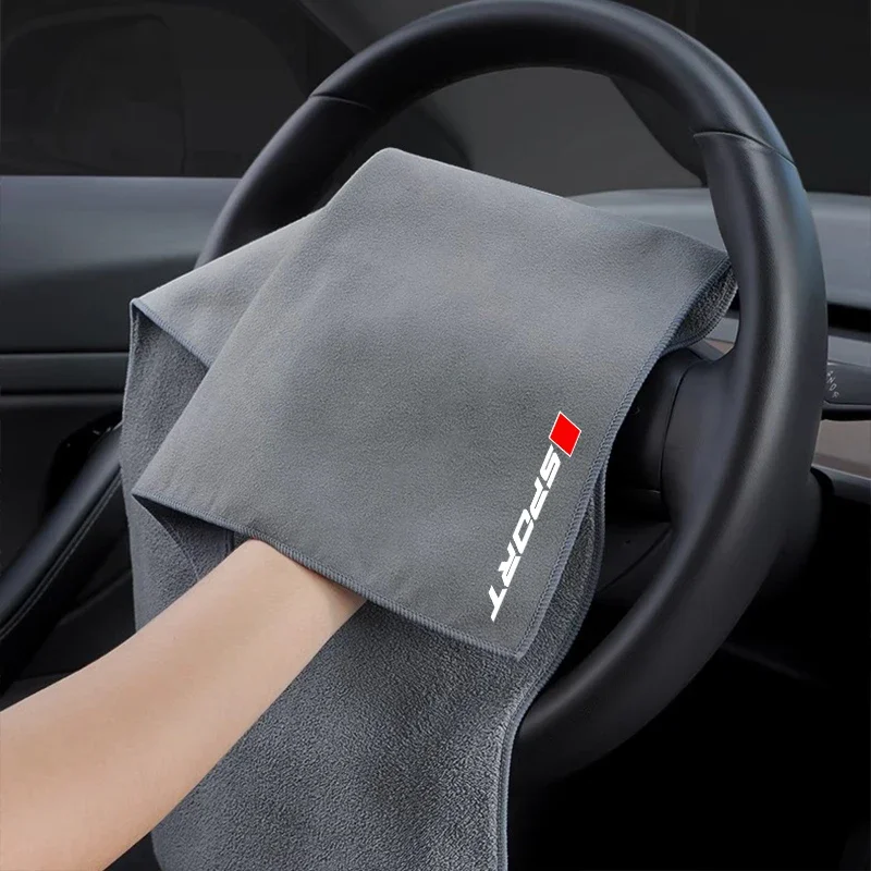 

2 шт., замшевое полотенце для мытья автомобиля без падения для Audi A1 A3 A4 A5 A6 A7, ткань для чистки салона, эффективная сушка, автоаксессуары