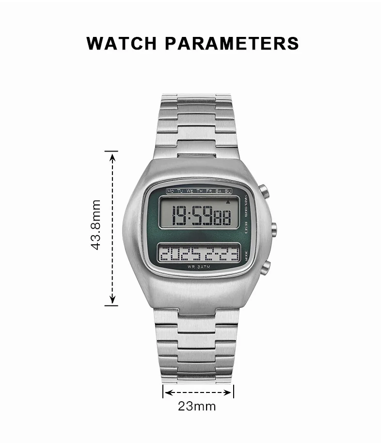 Classic Watch Curved Design Style Luxury Alarm Timepiece Retro Display Digital Sport Watch Matching Watches Lovers Gift