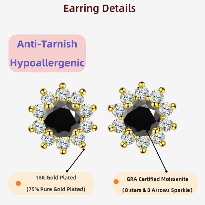 

Ювелирные изделия LAMVOICE для женщин/серьги-гвоздики с 1-каратным муассанитом, гипоаллергенные серьги, рождественский подарок, ювелирные изделия высокого качества