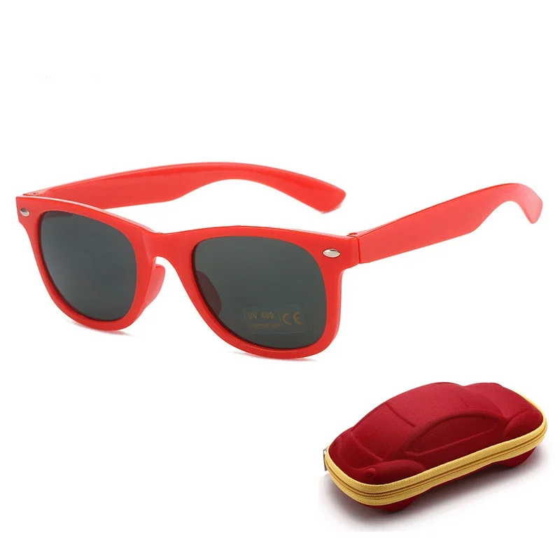 Children Candy Colored Sunglasses with Glasses Box Boys Girls Sun Protection Glasses Personality Outdoor UV Protection Goggles