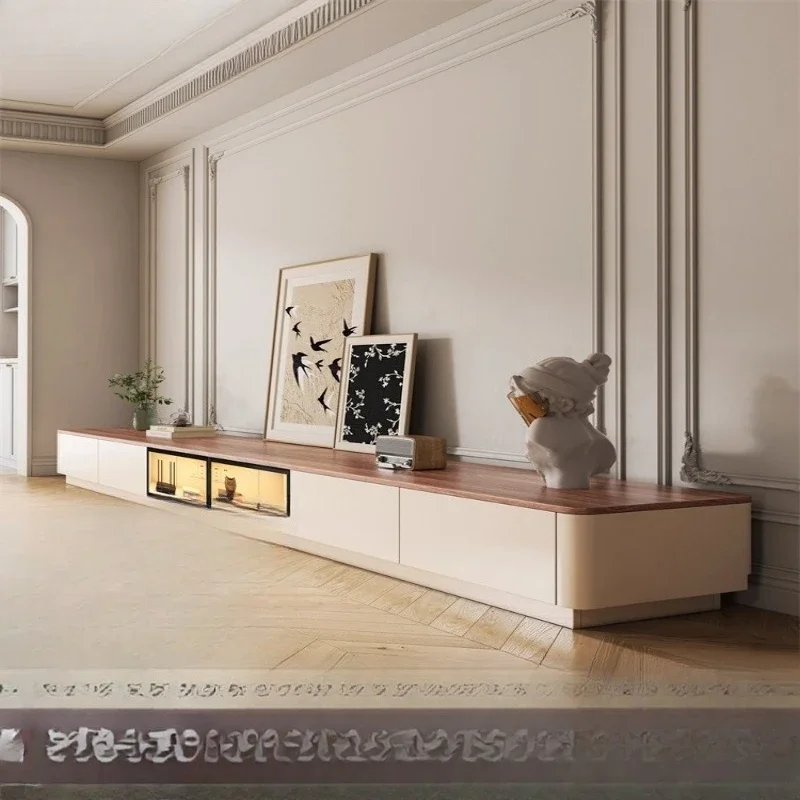 

Solid wood retro color matching floor TV cabinet, living room home light luxury high-end modern simple small apartment floor t