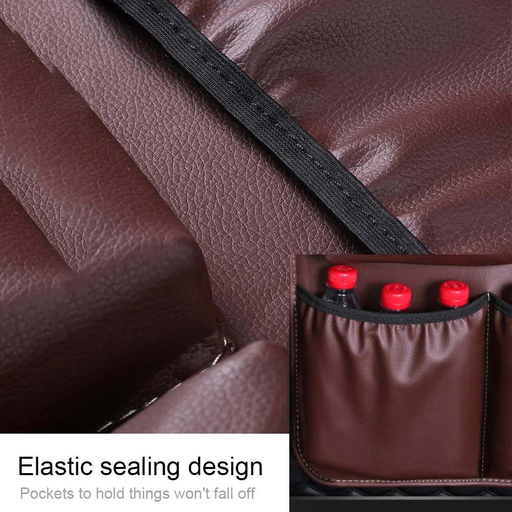 Car Styling Car Trunk Organizer Auto Stowing Tidying PU Leather Car Rear Seat Back Storage Bag Multi Hanging Nets Pocket