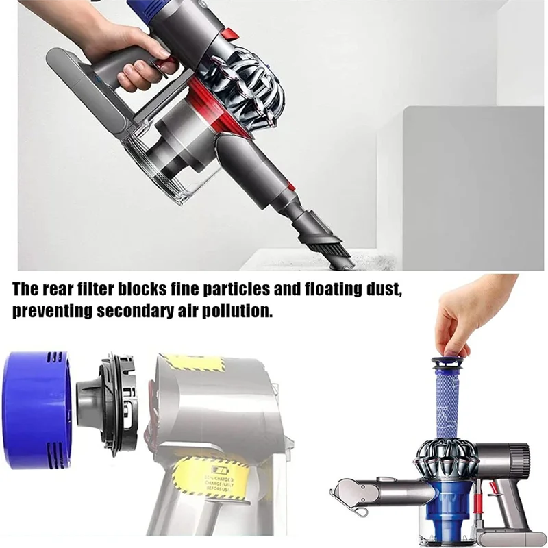 Rear Engine Cover + Filter + Pre-Filter Set Replacement for V7 V8 Vacuum Cleaner Vacuum Cleaner Accessories