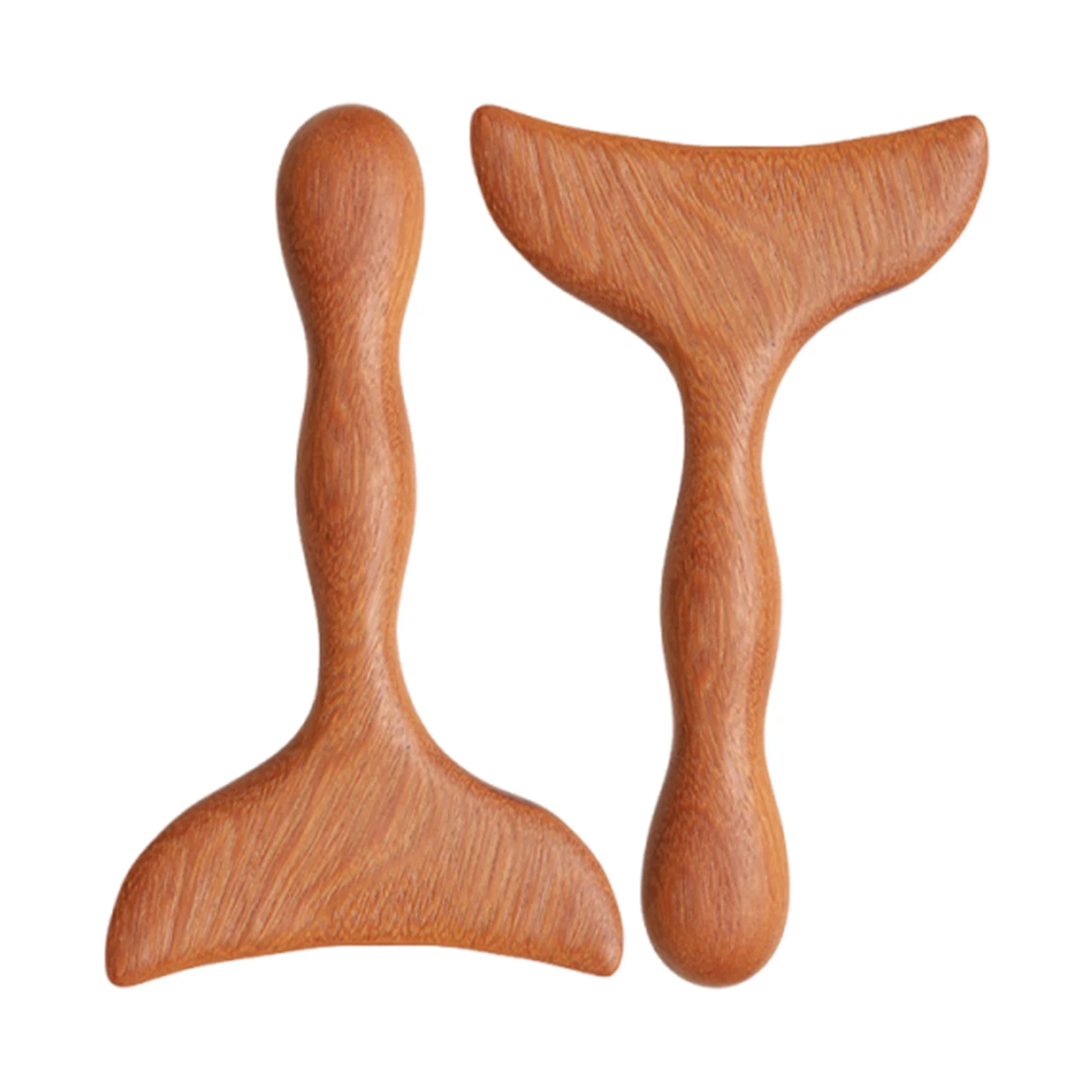 

2pcs Wooden Gua Sha Massage Board Natural Sandalwood Facial Foot Scraper Ergonomic Fish Tail Design - Portable Handheld Wood