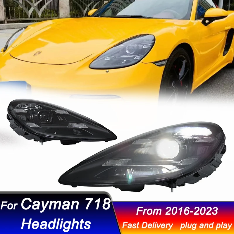 Car Led Headlights For Porsche Cayman 718 Boxster 2016-2023 new full LED DRL Dynamic Signal Lamp Head Lamp Front light Assembly