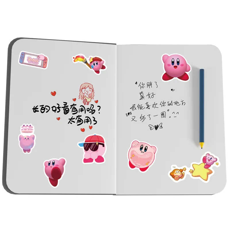 50PCS Pink Kirby Cute Cartoon Sticker Notebook Waterproof Graffiti Stickers Decoration Supplies