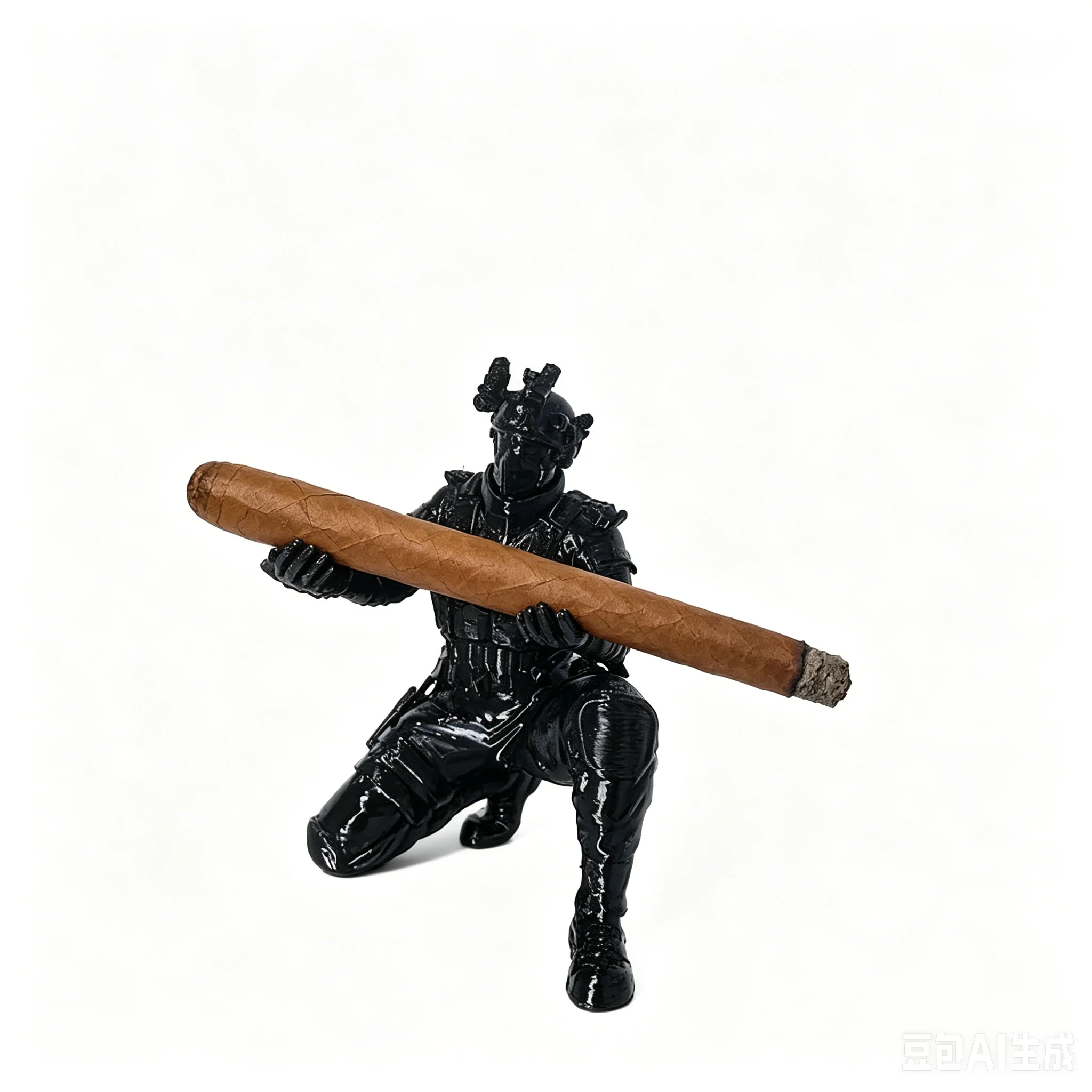 Cool Black Tactical Soldier Figurine Calligraphy Brush Holder Resin Creative Desk Decor Pen Rest Stand Unique Man Gift Stationer