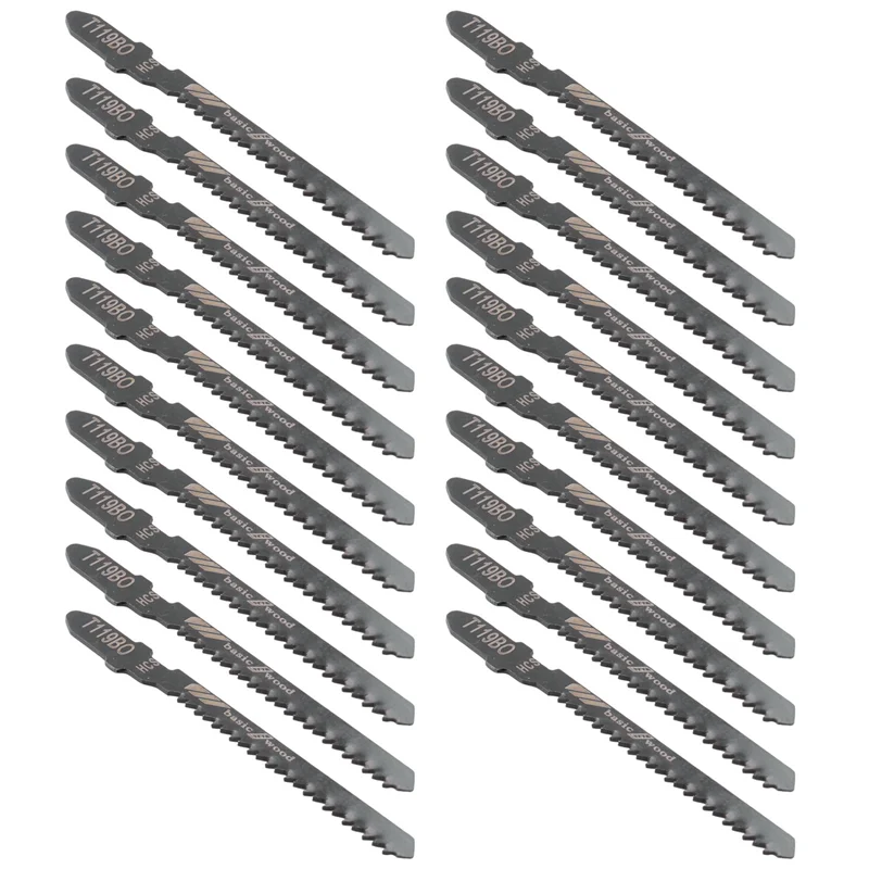 ABMI-80-Piece T119BO 12 TPI Assorted T-Shank Scrolling Jig Saw Blades Set For Precision Cutting Wood,