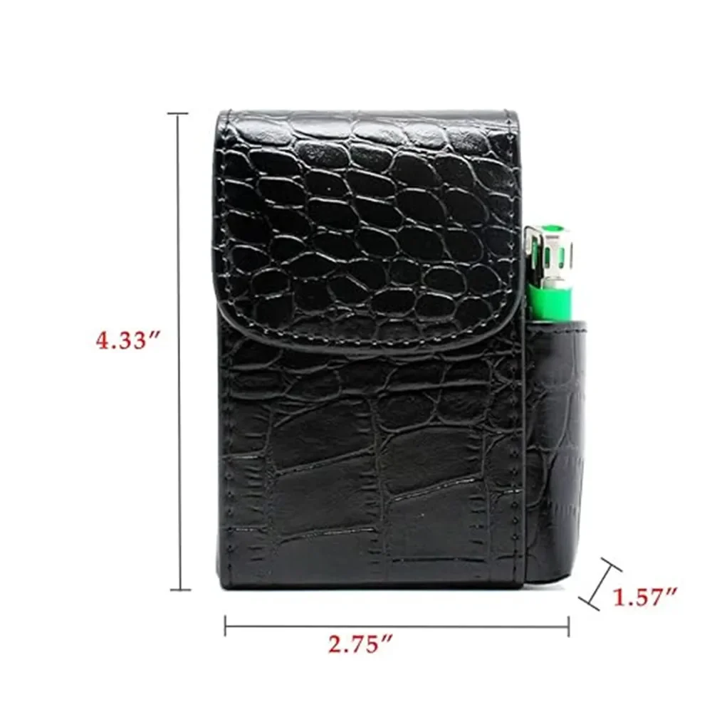 PU Leather Cigarette Case with Lighter Bag Tobacco Pouch Men‘s Card Holder Best Gift for Business Men Women Smoking Accessories