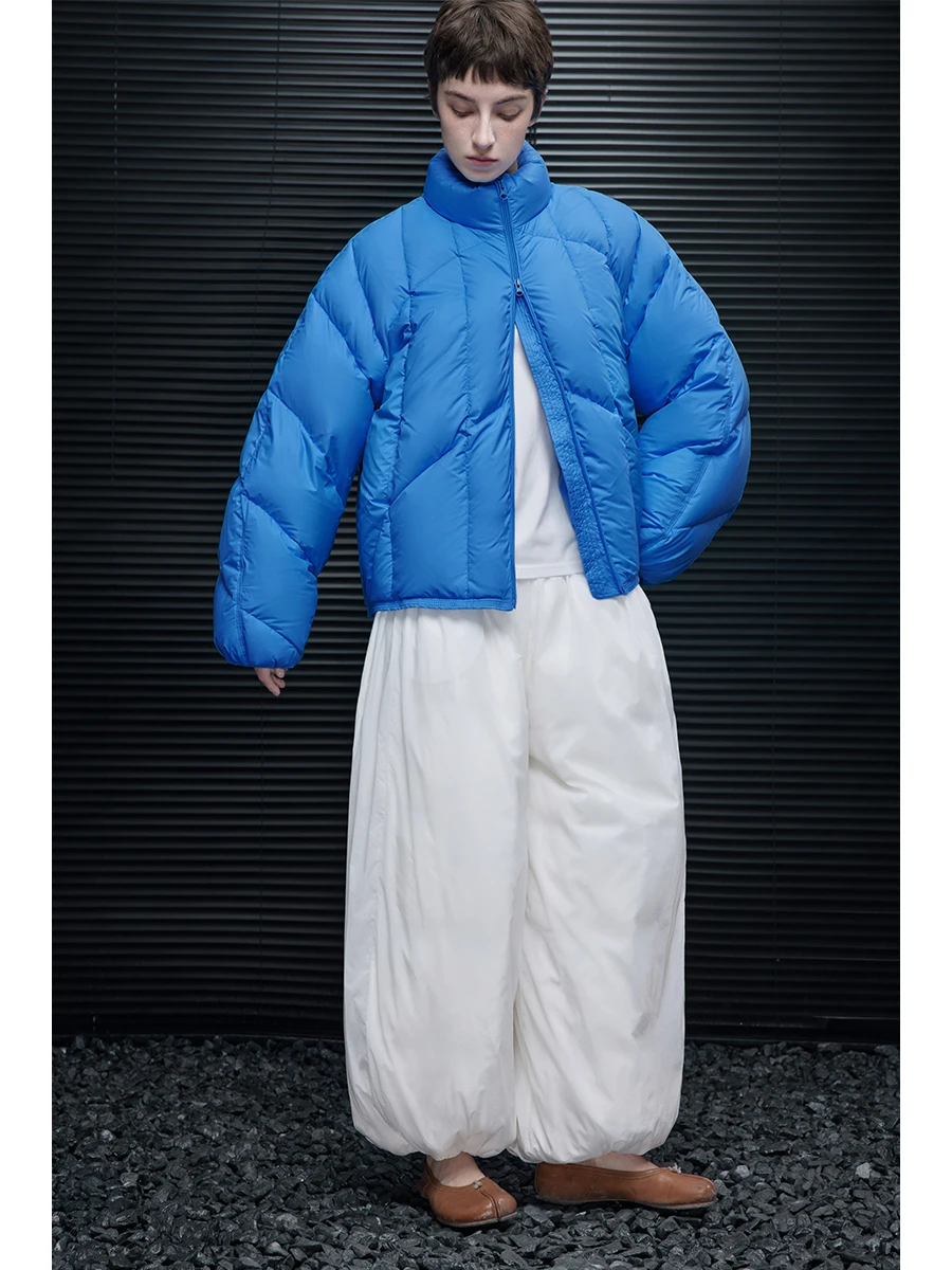 

Blue ort Puffer Jaet Women's Thiened Stand Collar Winter Outerwear Faionable Lightweight 2025 New Arrival Street Sle