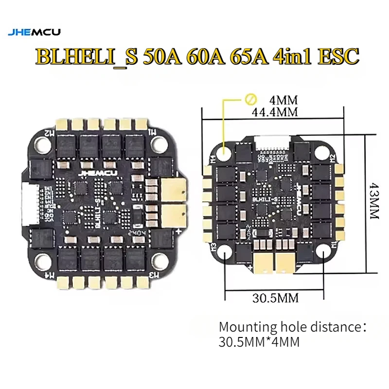 

JHEMCU RuiBet BLHELI_S 4in1 ESC 50-65A - 30x30mm Size - for FPV Freestyle Drones DIY Builds