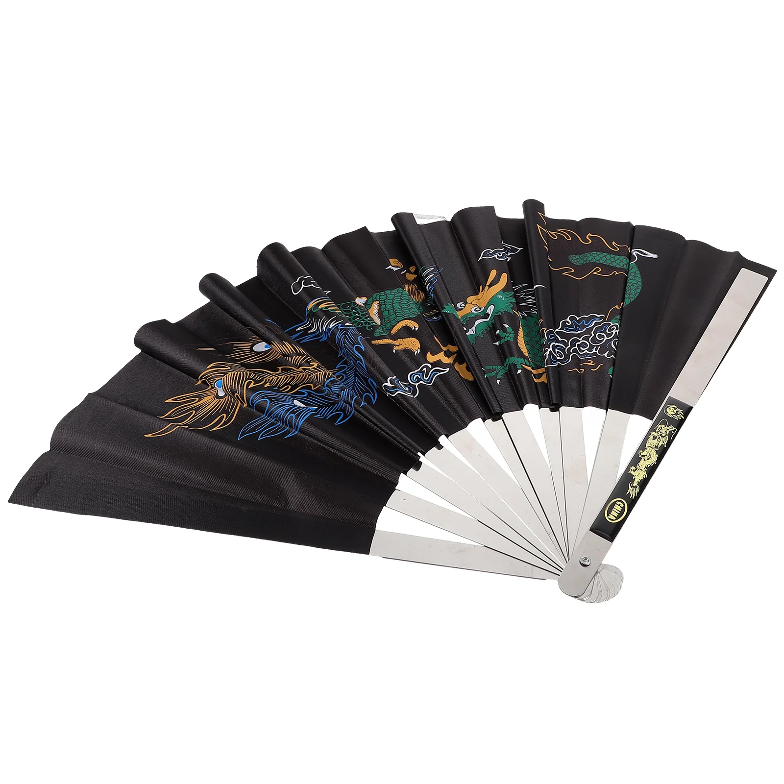 Decorate Dragon and Phoenix Peony Fan Folding Handheld Dancing Martial Supplies Traditional Silk Foldable Man