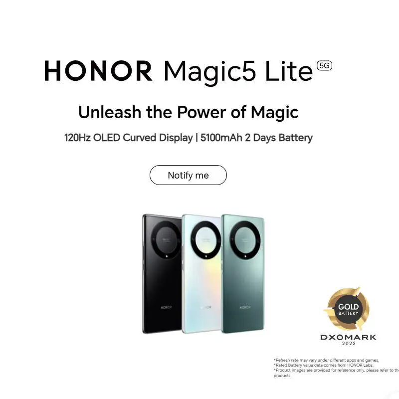 هاتف Honor Magic5 Lite 4g الذكي CPU Snapdragon 695 AMOLED شاشة 6.67 بوصة كاميرا 64 ميجابكسل 5100 مللي أمبير 40 وات شحن هاتف أندرويد مستعمل