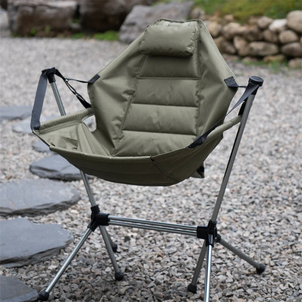 Wholesale Foldable Custom Fishing Beech Portable Armless Butterfly Canvas Wood Moon rocking Heavy Duty Folding Camping Chair