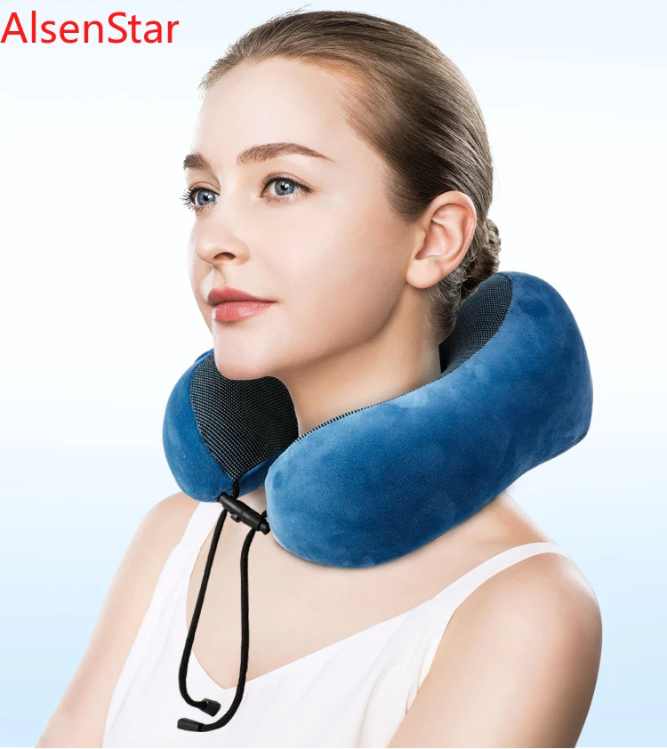 U Shaped Memory Foam Neck Pillows Magnetic Fabric Soft Slow Rebound Space Airplane Travel Pillow Neck Cervical Healthcare Pillow
