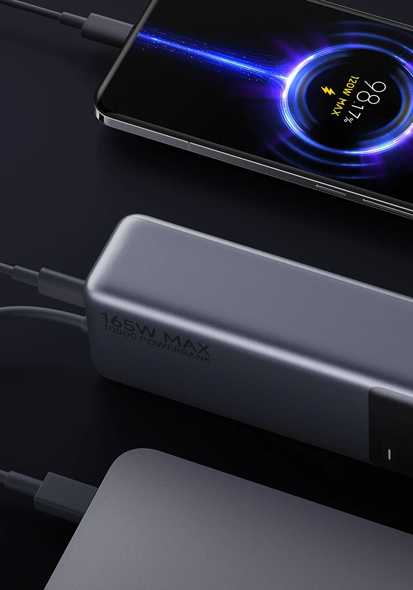 Power Bank Xiaomi 165W 10000 PB1165MI com Cabo USB C Integrado e