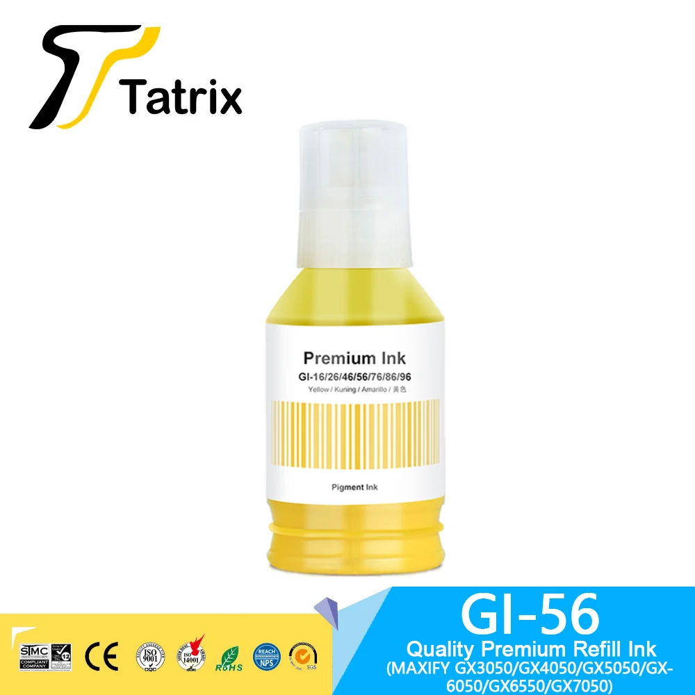 Tatrix GI 56 GI56 GI-56 Premium Color Compatible Refill Ink for Canon MAXIFY GX3050/GX4050/GX5050/GX6050/GX6550/GX7050 Printer