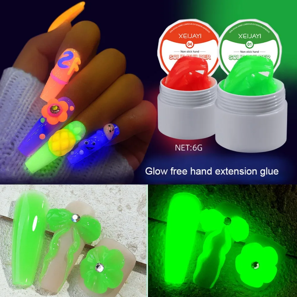 XEIJAYI Fluorescent Gel Glow-in-the-dark Reflective Gel for Nail Extension Glue Carving Adhesive Uv Construction for Nail Art