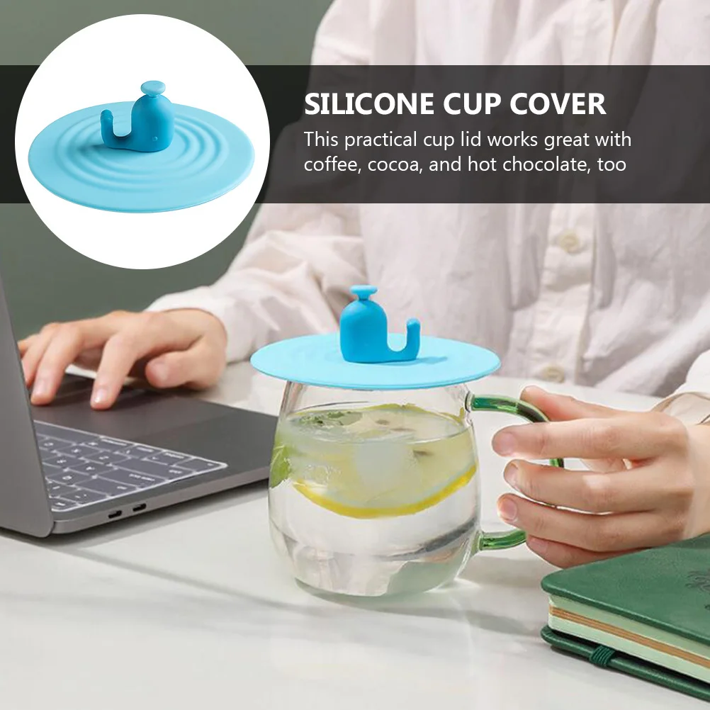 

1Set Universal Silicone Cup Cover Cartoon Spoon Rest Heat Resistant 220c Leakproof Lid for Coffee Cocoa Home Silicone Cup Cover